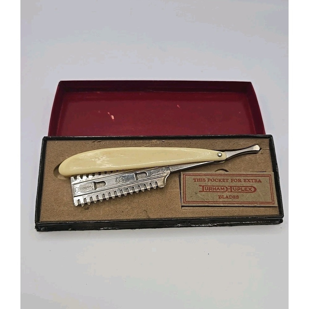 Vintage Durham-Duplex DuBarry Straight Celluloid Safety Razor He-Man's Blade